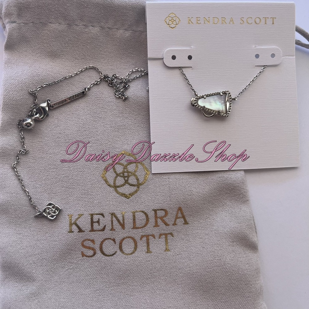 🎀📣New Kendra Scott Cheer Silver Pendant Necklace In Ivory Mother Of Pearl ✨‎